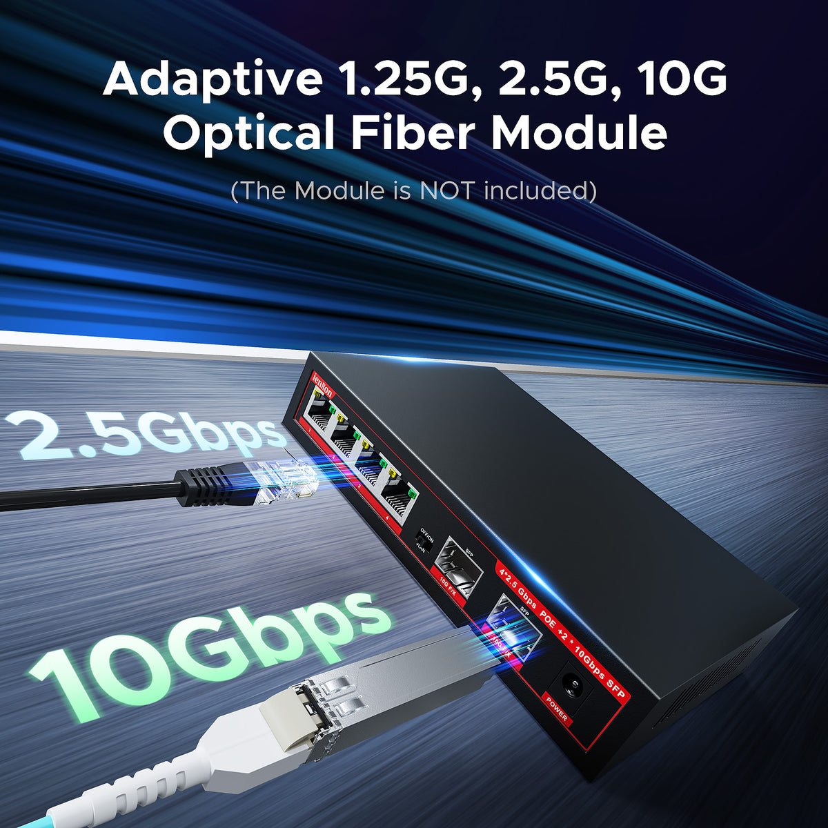 4 Ports 2.5Gb PoE Switch with 2-Port 10Gb SFP+ Ethernet, 6*2.5G POE +2*10G SFP Switches, 65W Fanless Metal IEEE802.3af/at, Wall Mountable for/ AP/NAS/Security