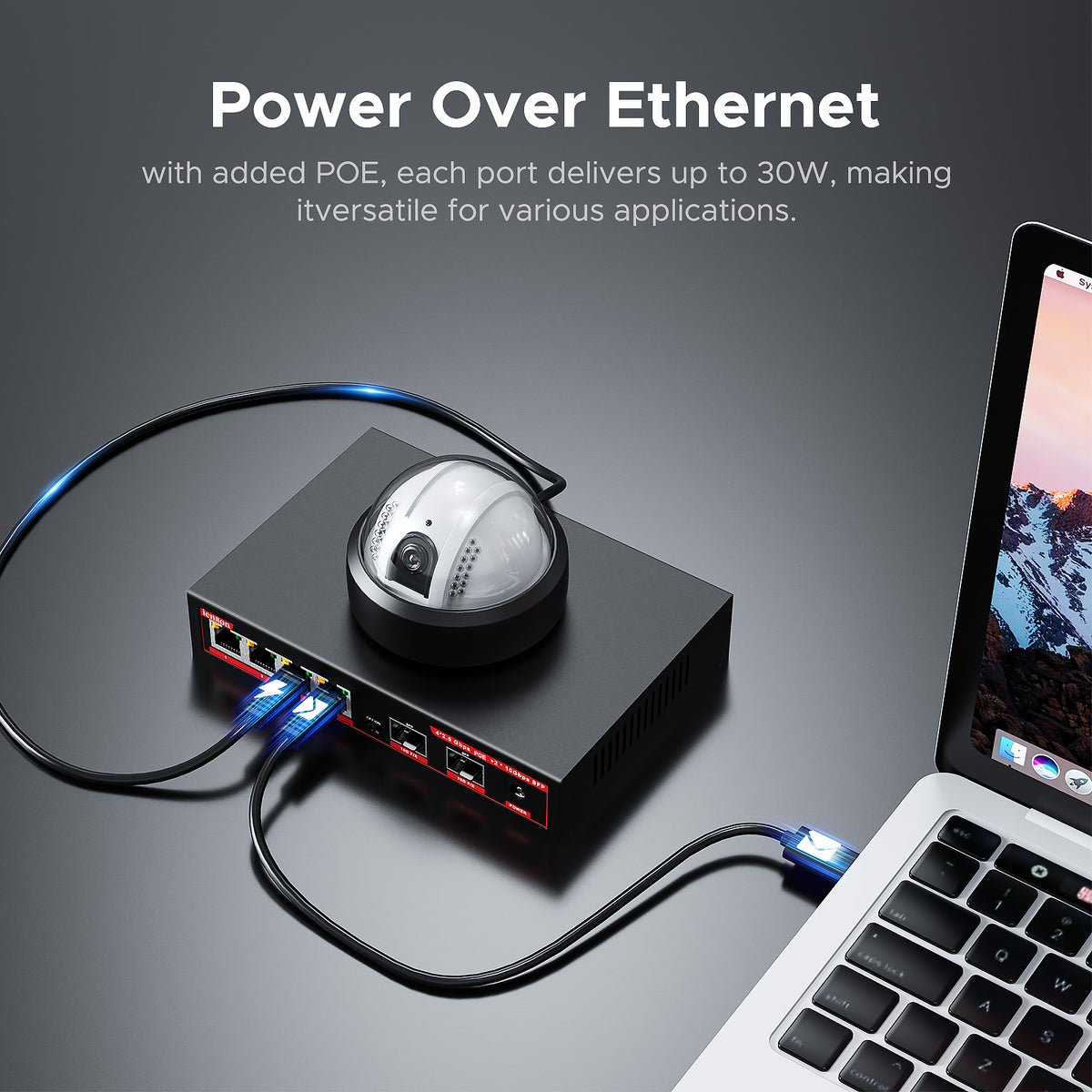 4 Ports 2.5Gb PoE Switch with 2-Port 10Gb SFP+ Ethernet, 6*2.5G POE +2*10G SFP Switches, 65W Fanless Metal IEEE802.3af/at, Wall Mountable for/ AP/NAS/Security