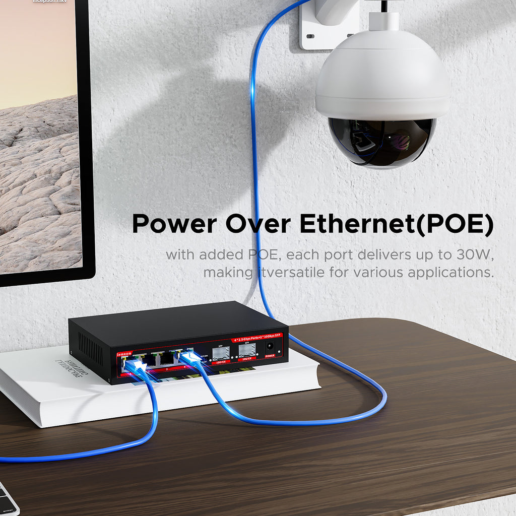 4 Ports 2.5Gb PoE Switch with 2-Port 10Gb SFP+ Ethernet, 6*2.5G POE +2*10G SFP Switches, 65W Fanless Metal IEEE802.3af/at, Wall Mountable for/ AP/NAS/Security